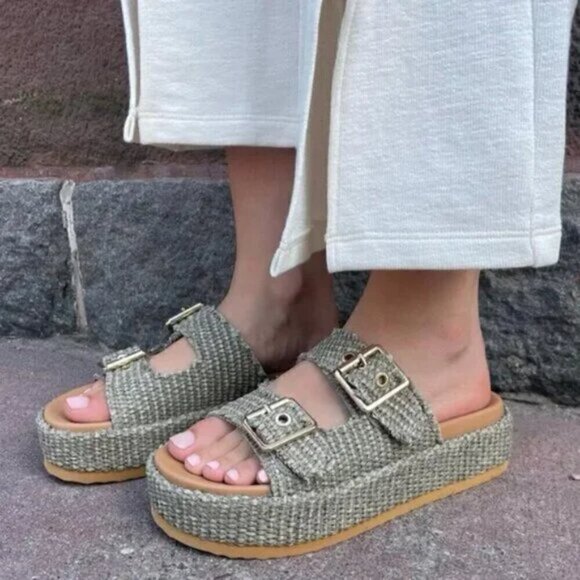 STEVE MADDEN Karrigan Womens Platform Sandals in Olive Size US 7.5 - Picture 1 of 10